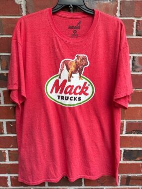 Mack Trucks Retro Trucking Bulldog Logo RED Heather Short Sleeve XXL T-Shirt  F7